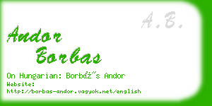 andor borbas business card